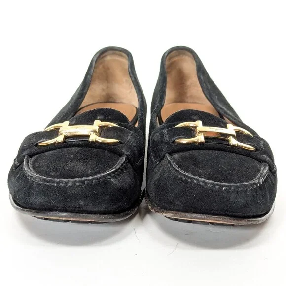 SALVATORE FERRAGAMO Gancini Suede Loafers Women's Loafers 10.5